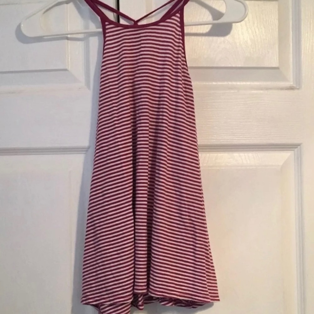 Hollister striped pink and white tank top size xs